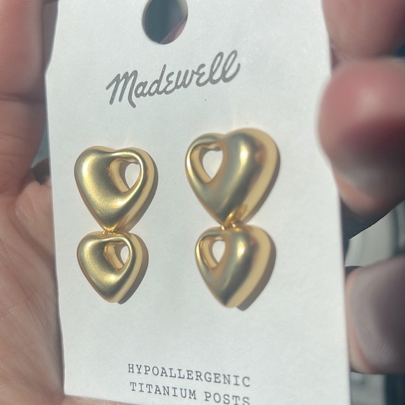 Madewell Cutout Puffy Heart Drop Earrings. New - Picture 3 of 4